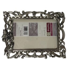 Target Home Ornate Scroll Floral Silver Tone 4x6 Picture Frame Vintage Style